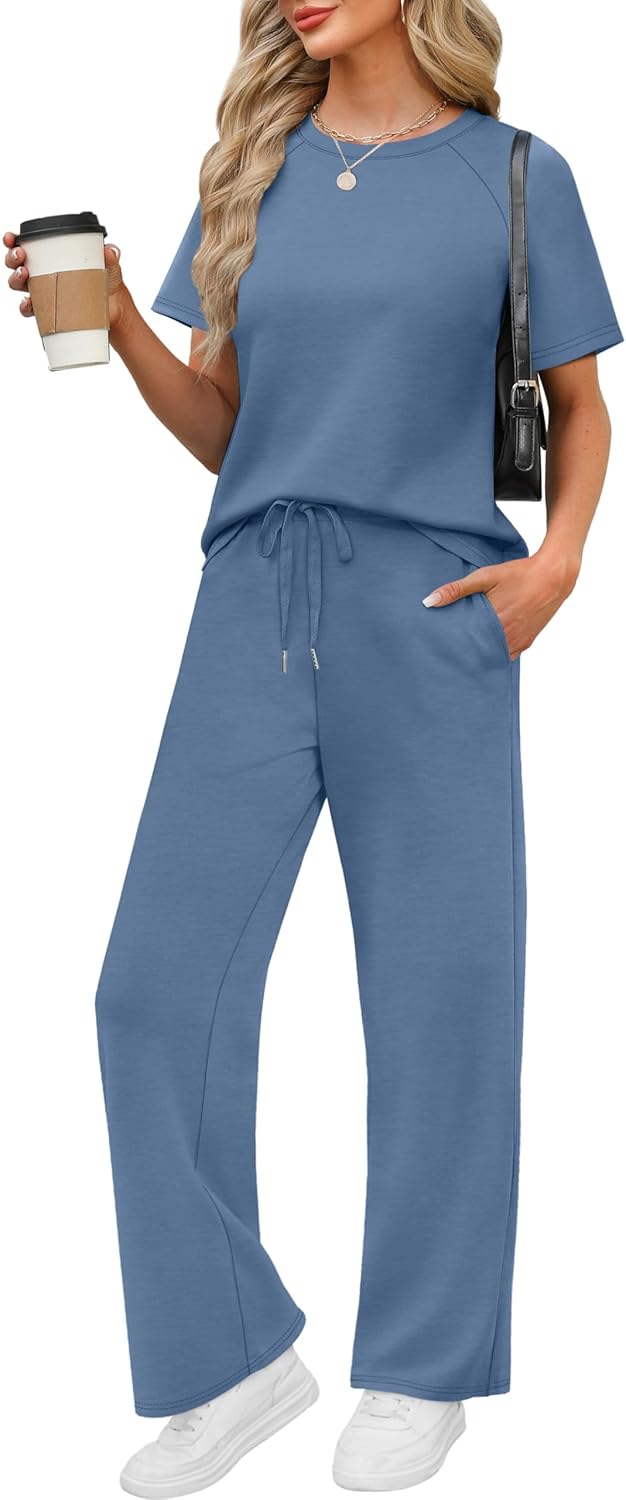 WIHOLL 2 Piece Sets for Women Resort Wear Travel Vacation Outfits Summer Short Sleeve Lounge Sets - Image 5