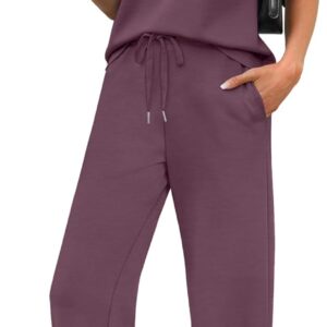 WIHOLL 2 Piece Sets for Women Resort Wear Travel Vacation Outfits Summer Short Sleeve Lounge Sets