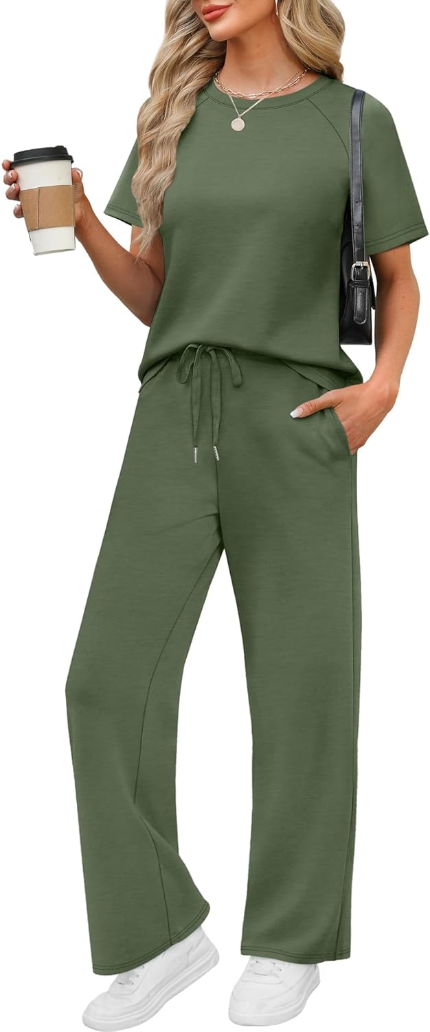 WIHOLL 2 Piece Sets for Women Resort Wear Travel Vacation Outfits Summer Short Sleeve Lounge Sets - Image 11