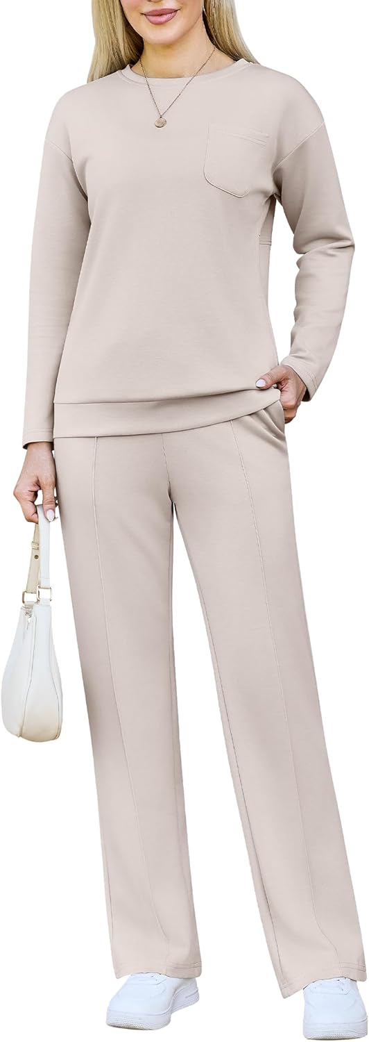 difficort Lounge Sets for Women 2 Piece Outfits Summer Casual Tracksuit Wide Leg Long Pants Vacation Travel Matching Set - Image 15