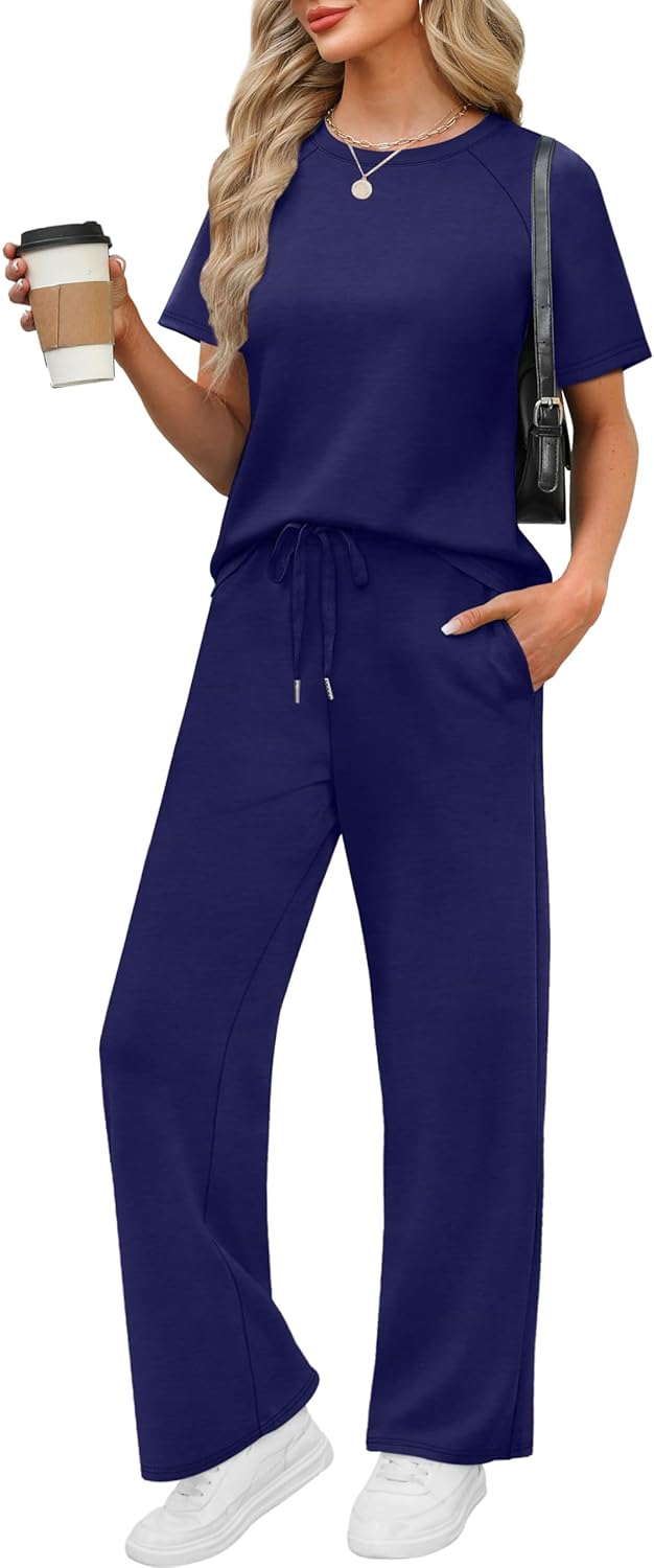 WIHOLL 2 Piece Sets for Women Resort Wear Travel Vacation Outfits Summer Short Sleeve Lounge Sets - Image 9