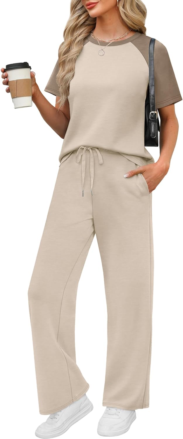 WIHOLL 2 Piece Sets for Women Resort Wear Travel Vacation Outfits Summer Short Sleeve Lounge Sets - Image 2