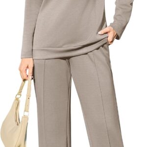 difficort Lounge Sets for Women 2 Piece Outfits Summer Casual Tracksuit Wide Leg Long Pants Vacation Travel Matching Set
