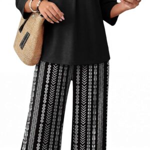 WIHOLL Two Piece Sets for Women 3/4 Length Sleeve Lounge Sets Summer Spring Vacation Travel Outfits Fashion Clothing